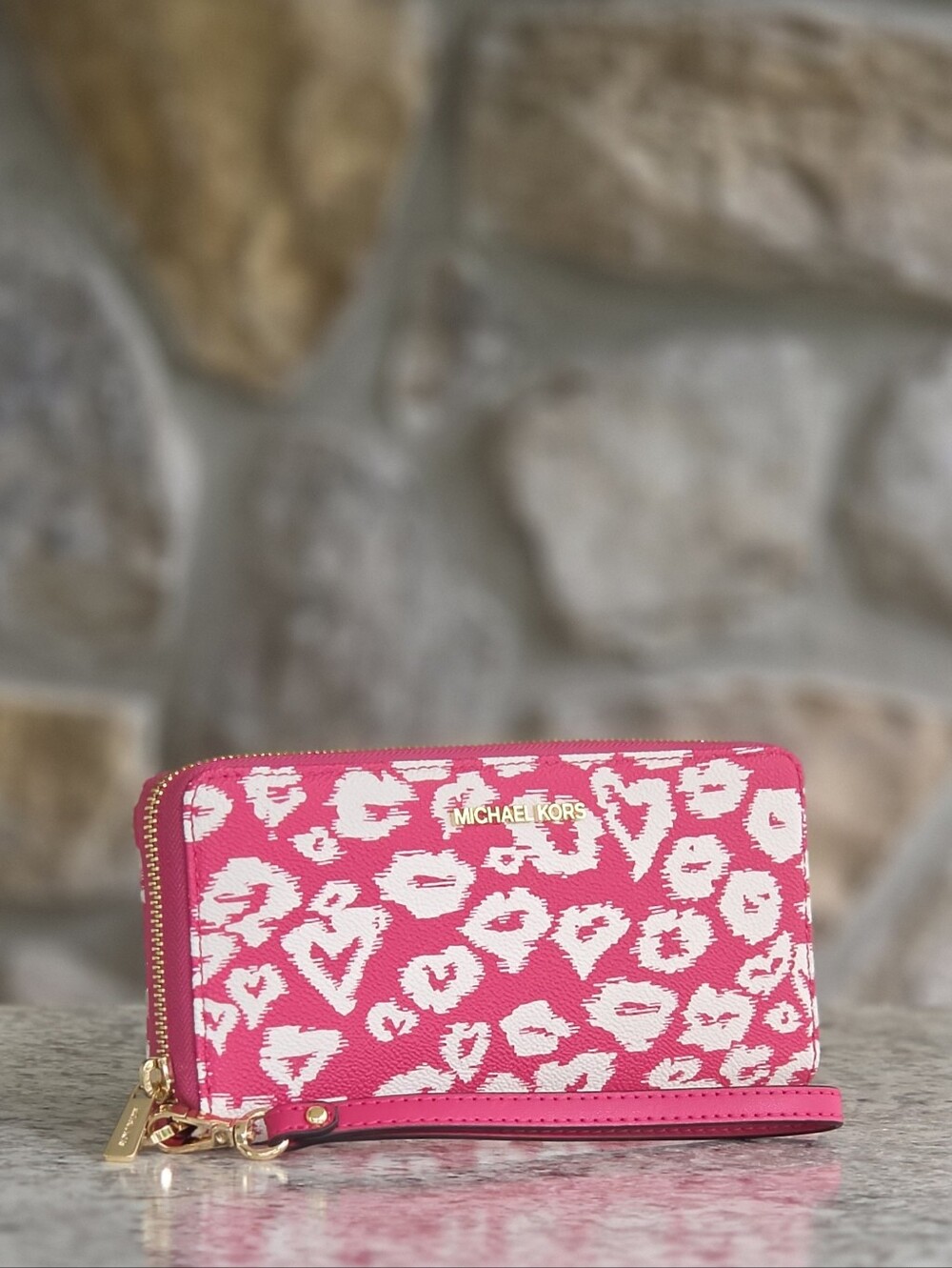 Michael Kors Jet Set Continental Pink Wristlet Wallet
